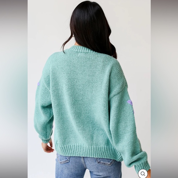 Simply Starstruck Sweater Cardigan from Dress Up Boutique in M/L, color Sage. - Picture 8 of 9